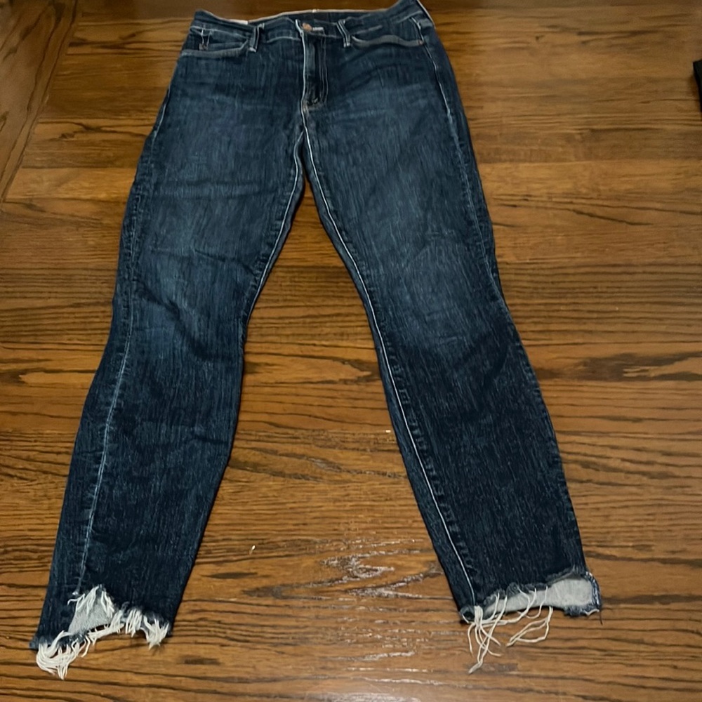 Mother Denim Stunner Zip Ankle Fray